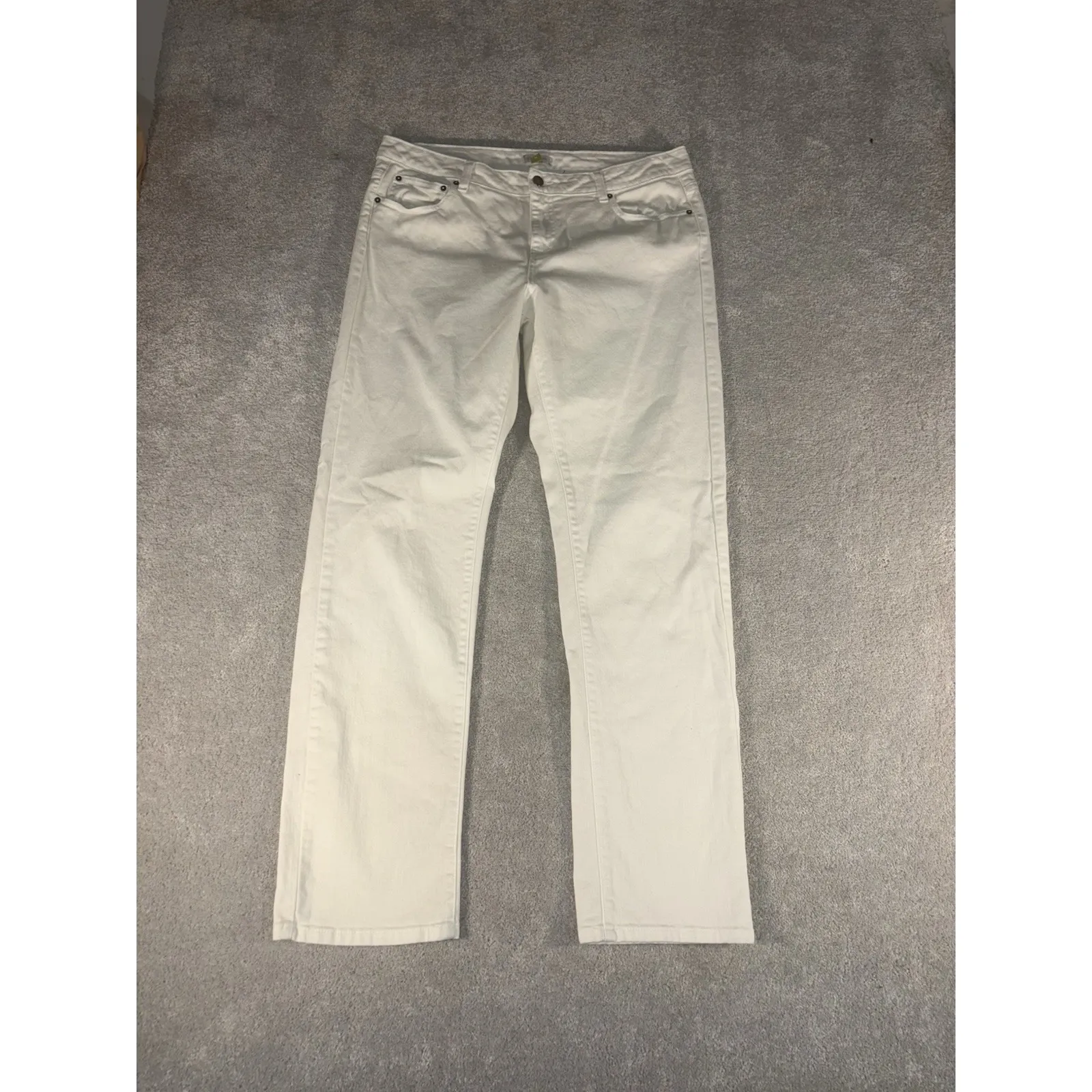 garnet hill relaxed 5 pocket jeans size 12 White Straight Leg - Image 2