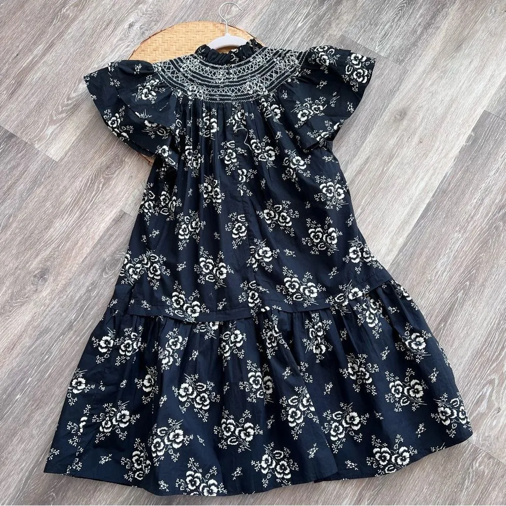 SEA New York alessia‎ floral smocked mini dress Navy Blue Women’s Size S - Image 8