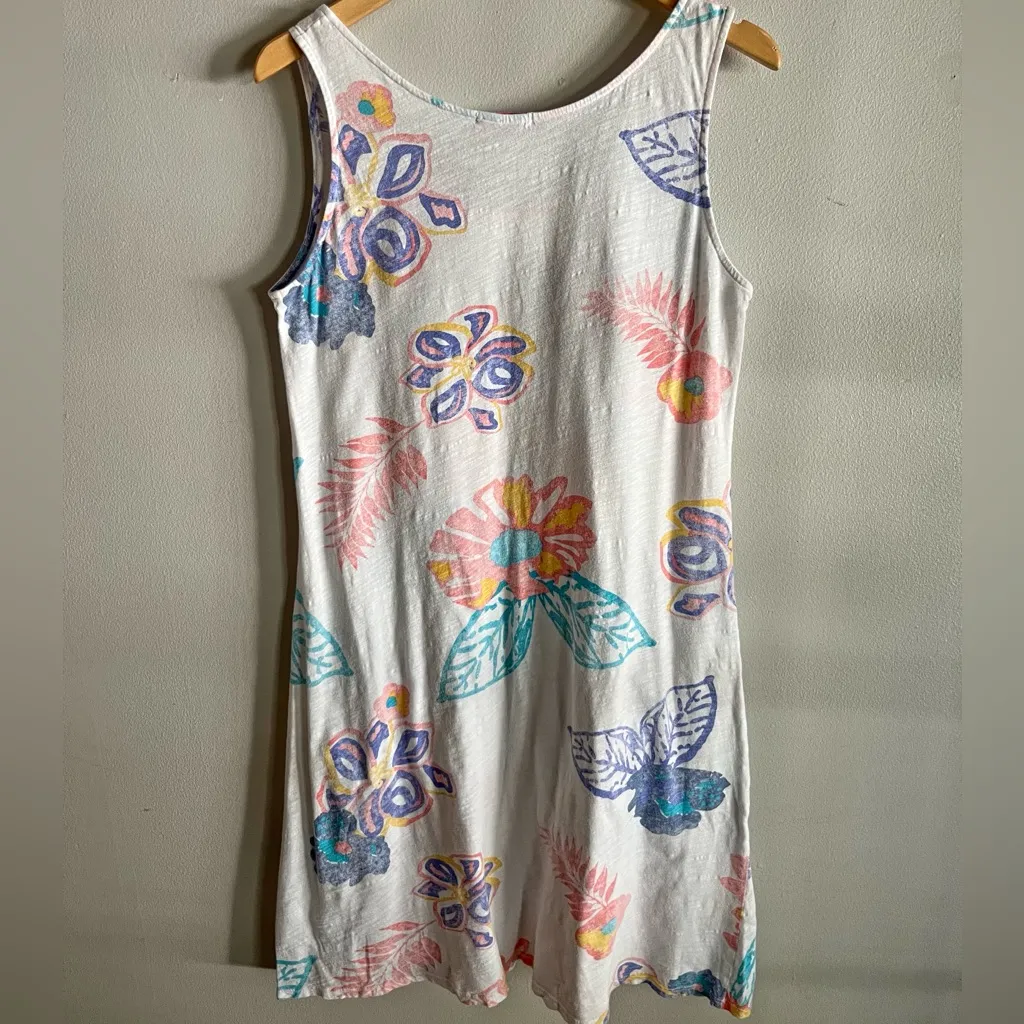 Vintage Fresh Produce Floral Cotton Pocket Dress White Pastel Slub Knit M USA - Image 8