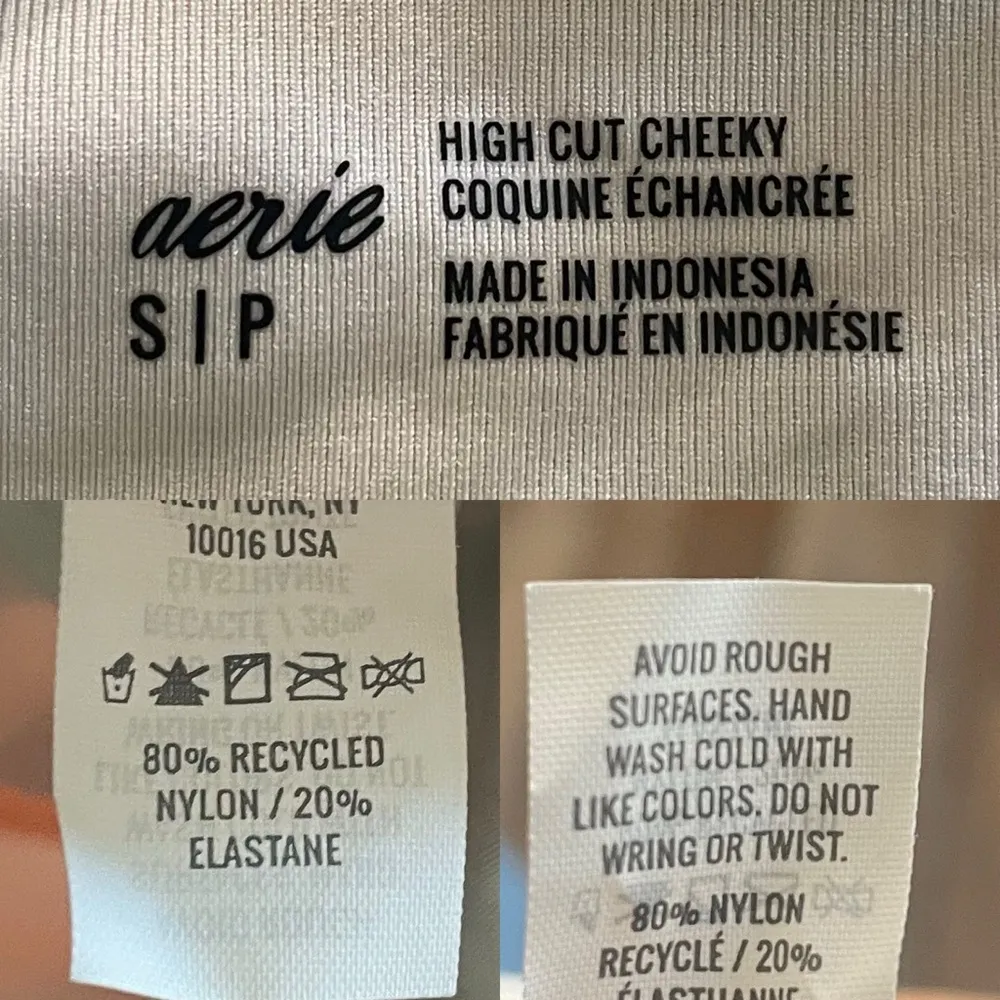 Aerie Womens Swim Bikini Bottom Tan Mixed Stripe High Cut Cheeky Size Small - Image 8