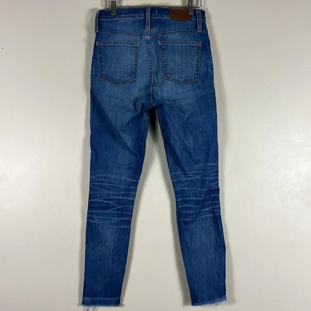 Madewell 10” High Riser Distressed Raw Hem Skinny Jeans - Image 4