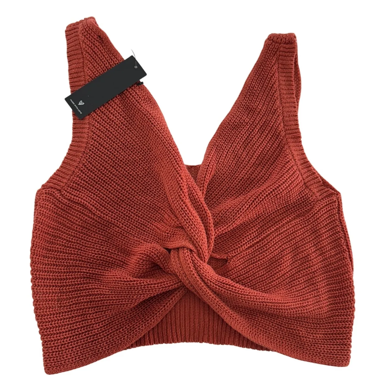 Lulus Tank Top‎ Womens X Small Rust Red Lets Get Away Knit Twist Back - Image 5