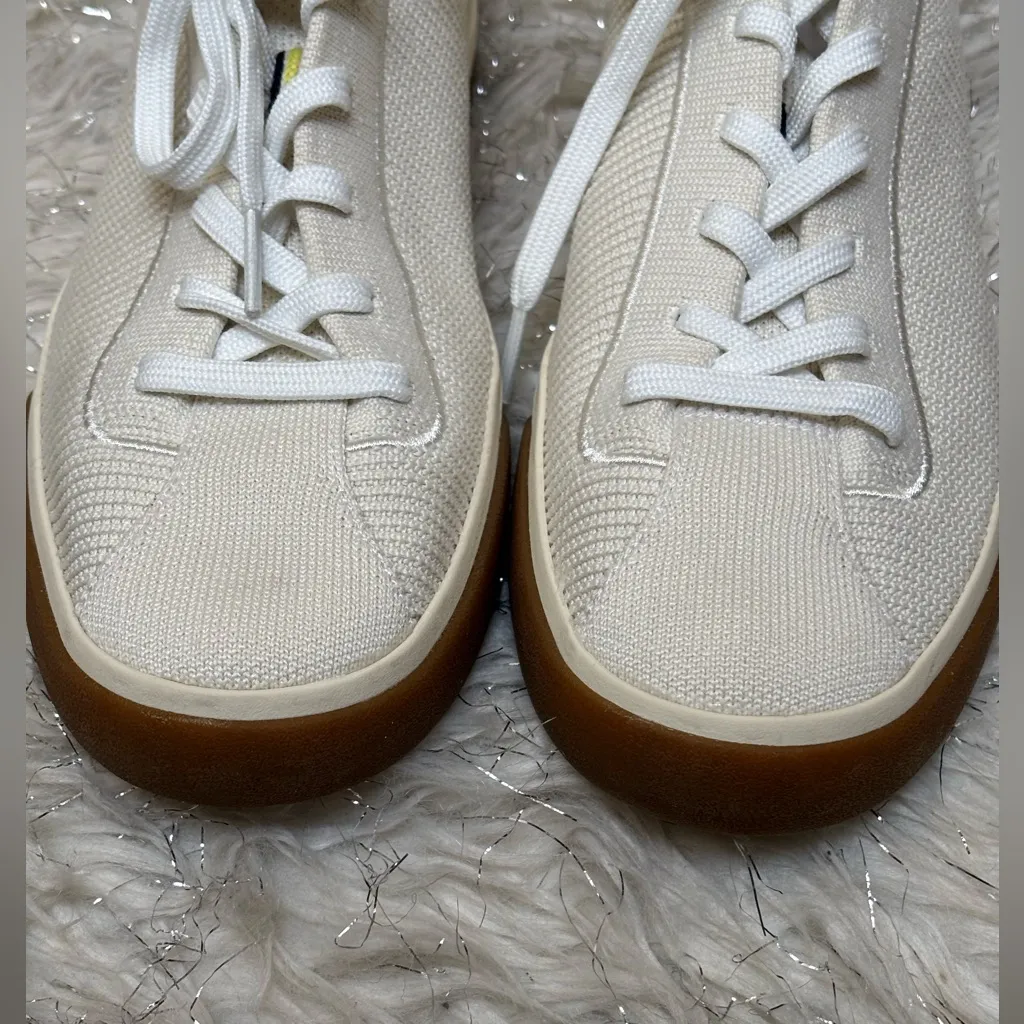 Rothy's Cream-Tan Women’s Lace Up Knit Lowtop Flat Sneakers Size W10 - Image 3