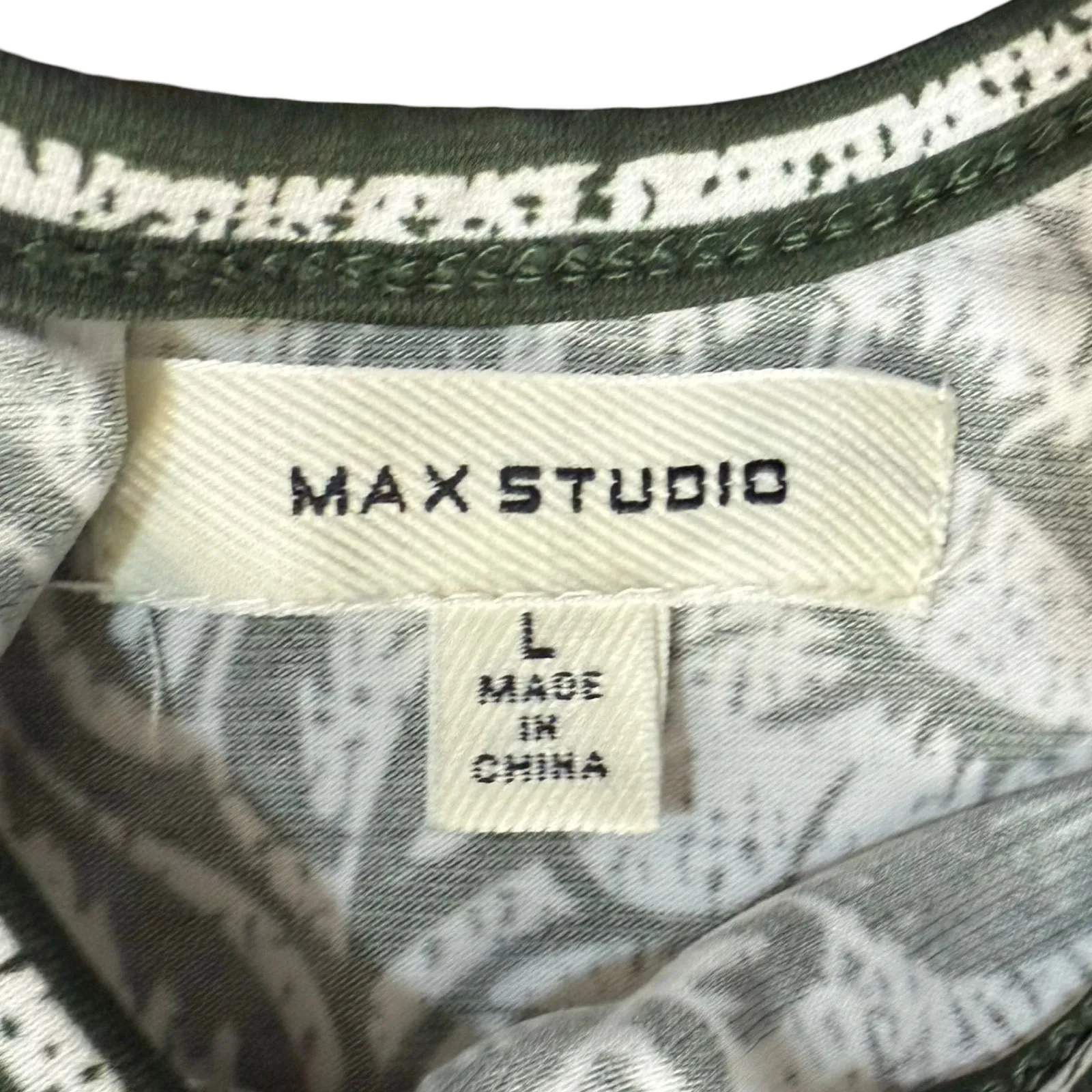 Max Studio Green White Floral Wide Leg Elastic Waist Sleeveless Jumpsuit Size L - Image 3