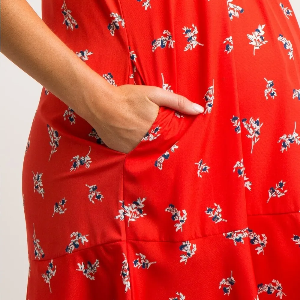 PinkBlush NWT Red Floral Print Sleeveless Maternity Shift Dress Size Small - Image 5