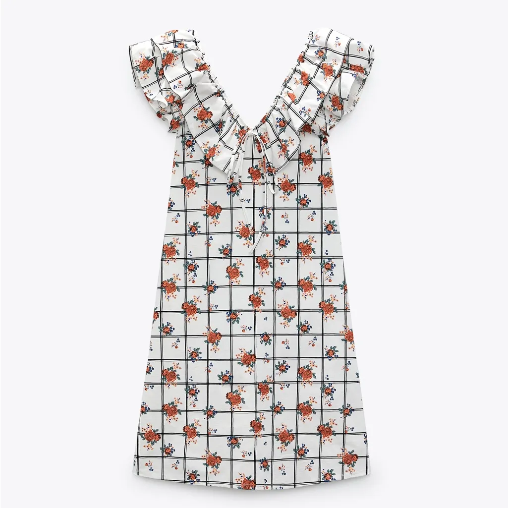 NWT ZARA Ruffle FLORAL PRINT Midi DRESS Special Edition Medium Bloggers Fave - Image 8