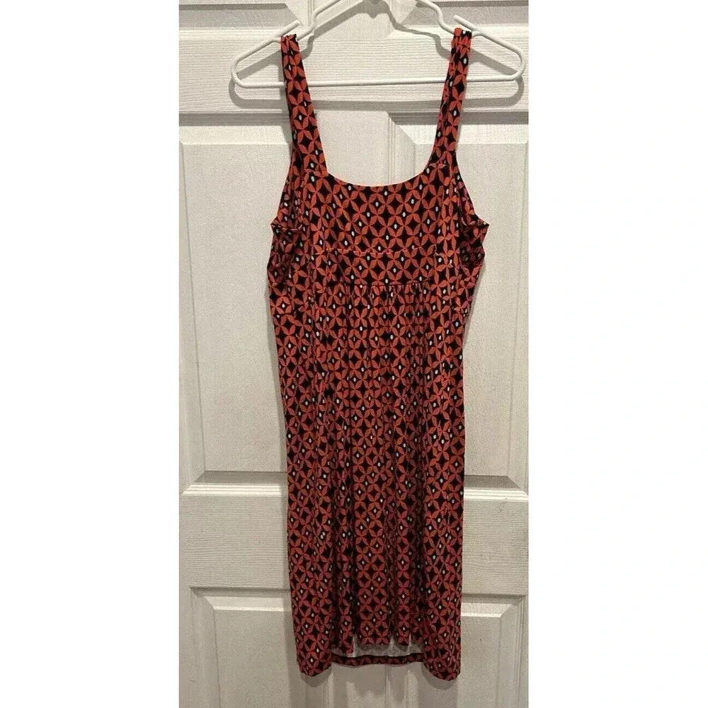 Ann‎ Taylor Dress A Line Empire Waist Red Orange Multicolor Spring Summer Large - Image 5
