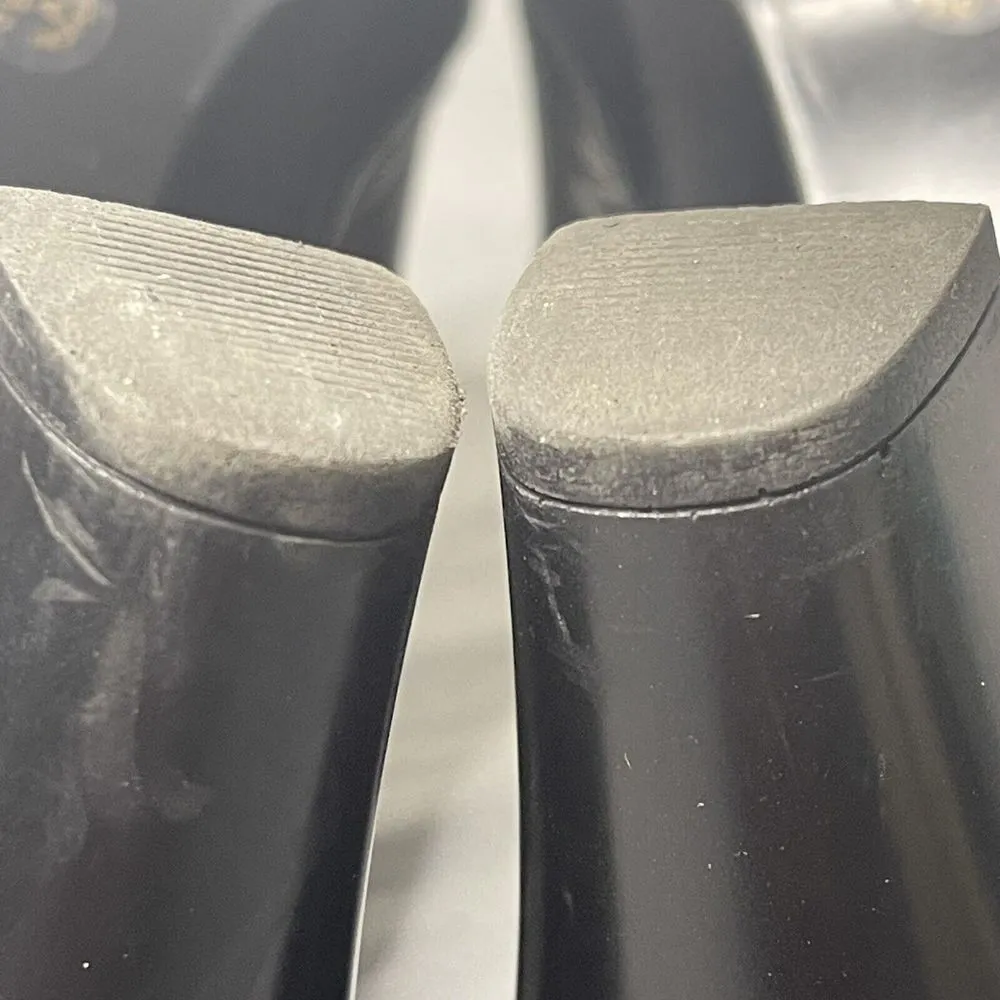 St Johns Bay Shoes Womens 8.5 M Heels Clogs Mules Buckle Black Leather - Image 12