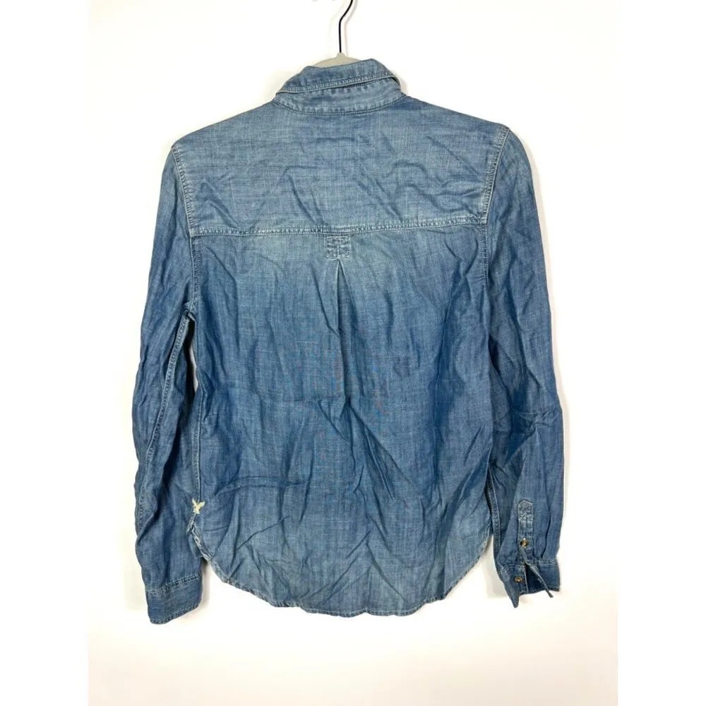 American Eagle boyfriend‎ fit button up chambray top - Image 6