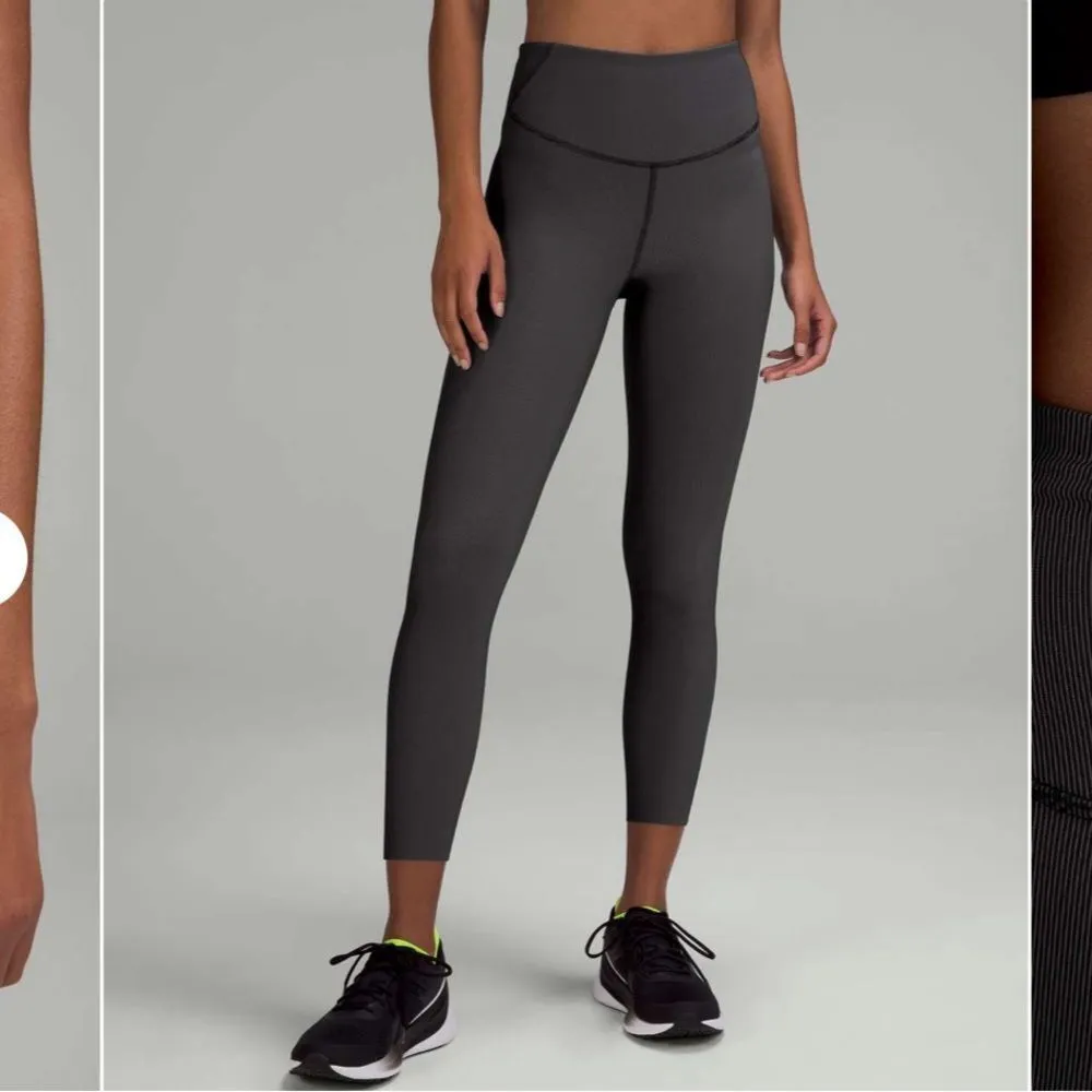 Lululemon Base Pace High-Rise Tight 25" *Two-Tone Ribbed
Black / Gull Grey - Image 4