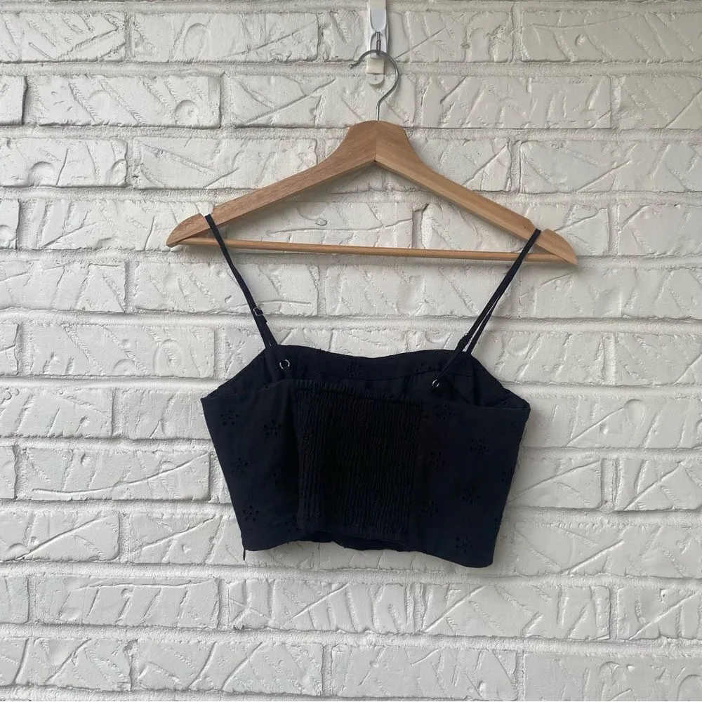 Jason Wu black Eyelet Cropped Spaghetti Strap Bone in Top Size S - Image 3