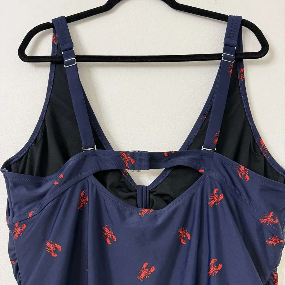 {4X Plus} Old Navy Navy Blue One Piece Swimsuit with Red Lobster Pattern - Image 5