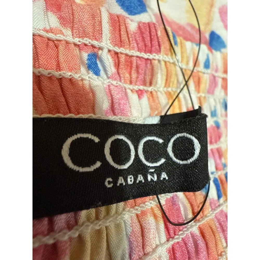 Coco Multicolor Floral Sleeveless Ruffle Cami Camisole Tank Midi Sheath Dress L Size L - Image 4