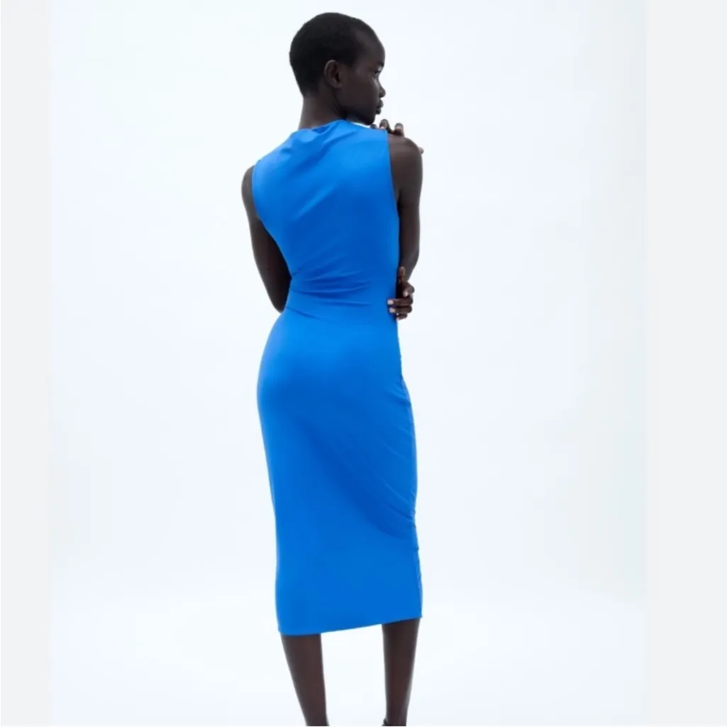 NWT Zara draped blue midi dress - Image 3