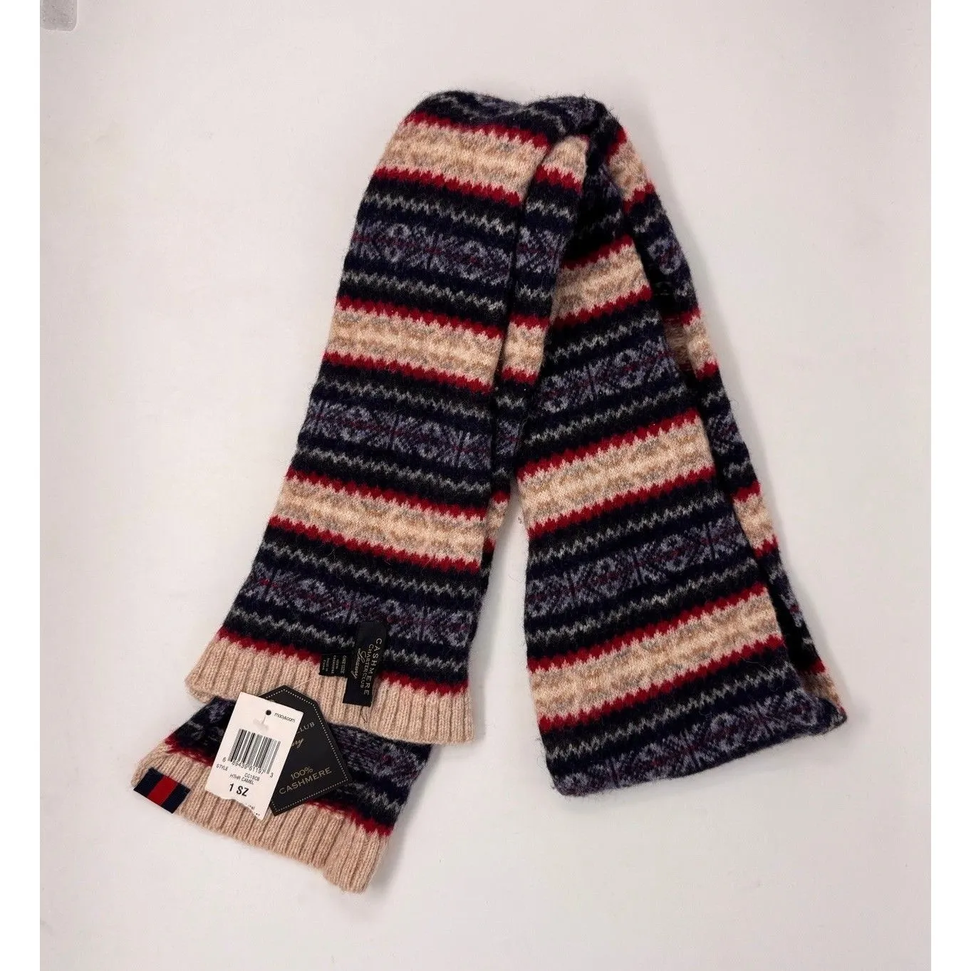 Charter Club Luxury 100% Cashmere Scarf Fair Isle Heather Camel Scarf NWT - Image 2