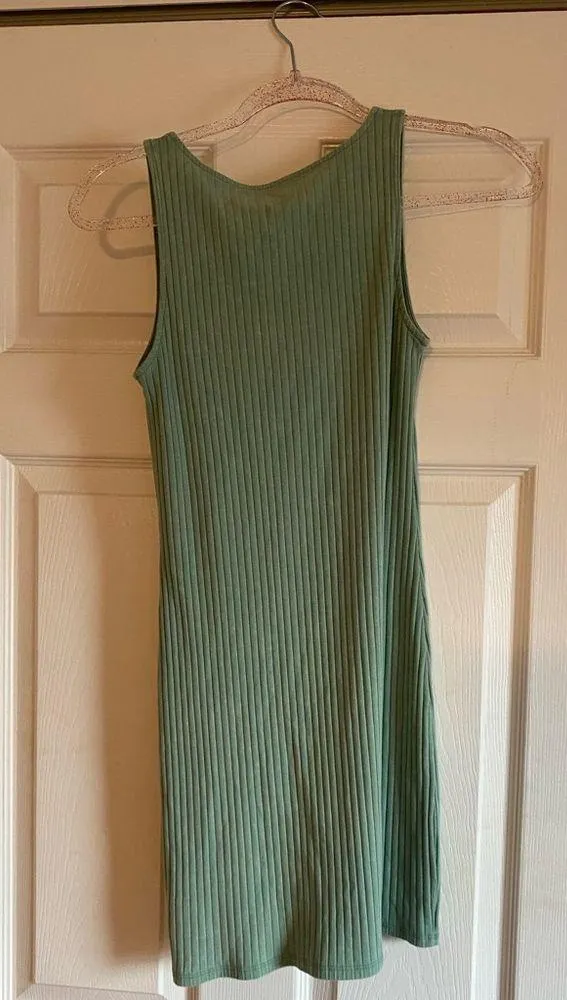 American Eagle Size small green ribbed mini dress notch sleeveless - Image 2