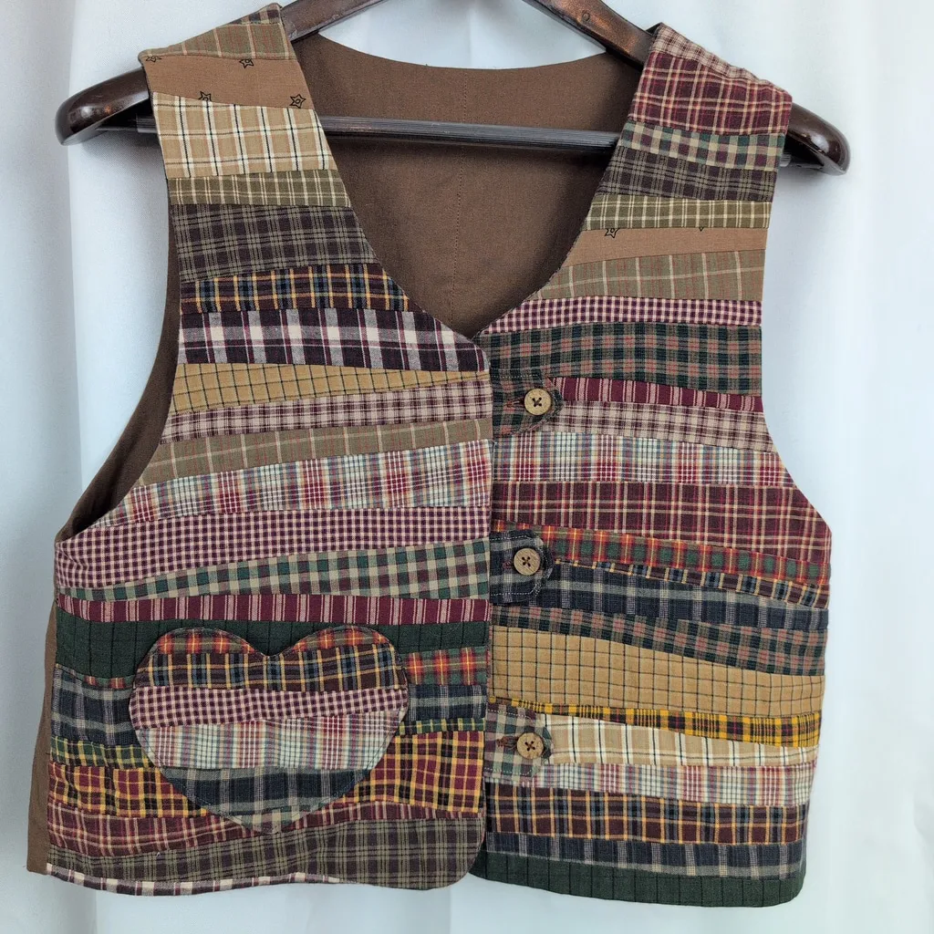 Handmade  Patchwork Vest With Heart Pocket - Image 2