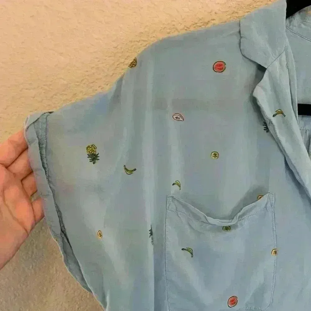 A New Day fruit shirt sz XL preppy summer lightweight resort wear Beachy *flaw - Image 3