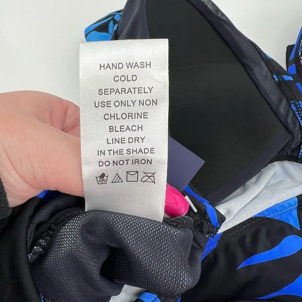 NEW Swimsuits for all sapo print women's blue & black halter tankini top size 24 - Image 9