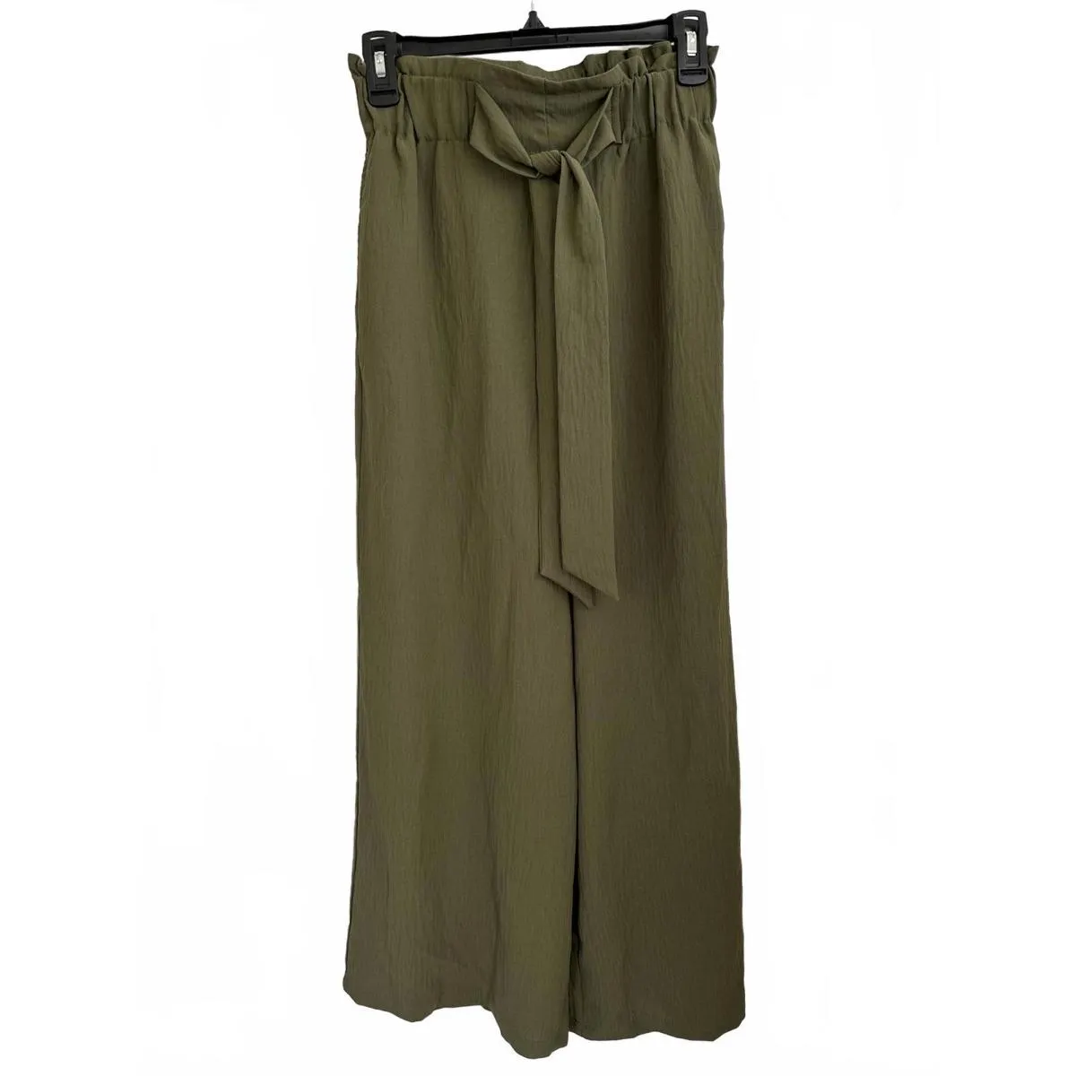 Mango Bow Culottes Ankle Pants Khaki Green XS - Image 6