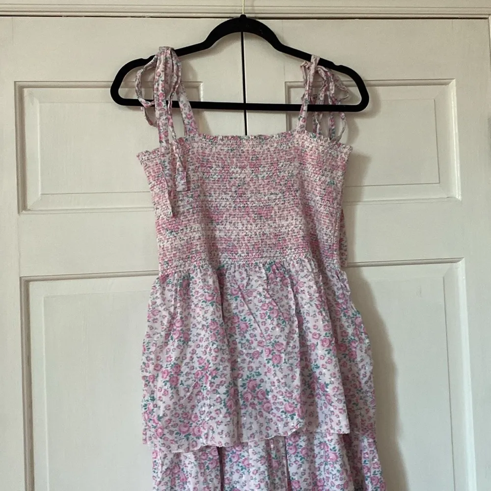 LoveShackFancy Caressa Floral Print Tiered Ruffle Maxi‎ Dress Candy Heart Size M - Image 13