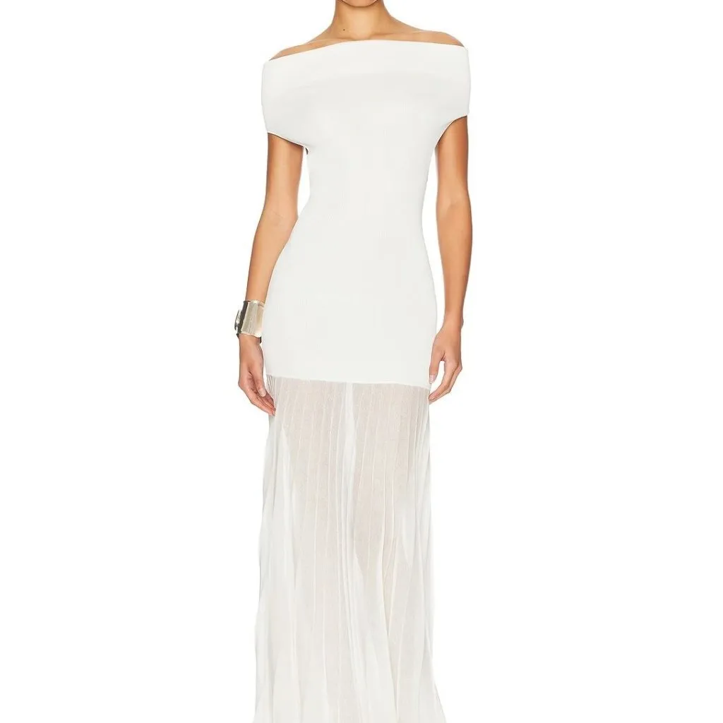 Helsa Jazzlyn Maxi Knit Dress in Ivory Medium New Womens Long Gown - Image 13