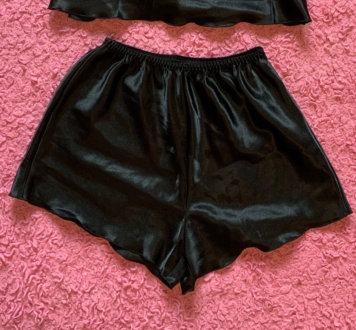 SheIn Black Silk Pajama Set - Image 3