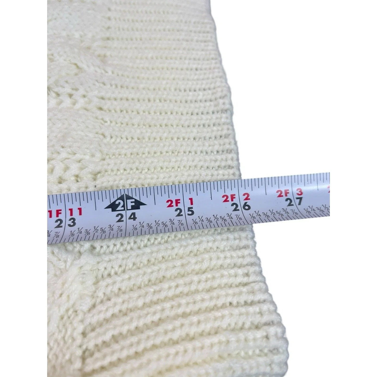 VTG 90s Carriage Court Cable Knit Sweater M Relaxed Fit Ivory Cream Mock Neck Size M - Image 7