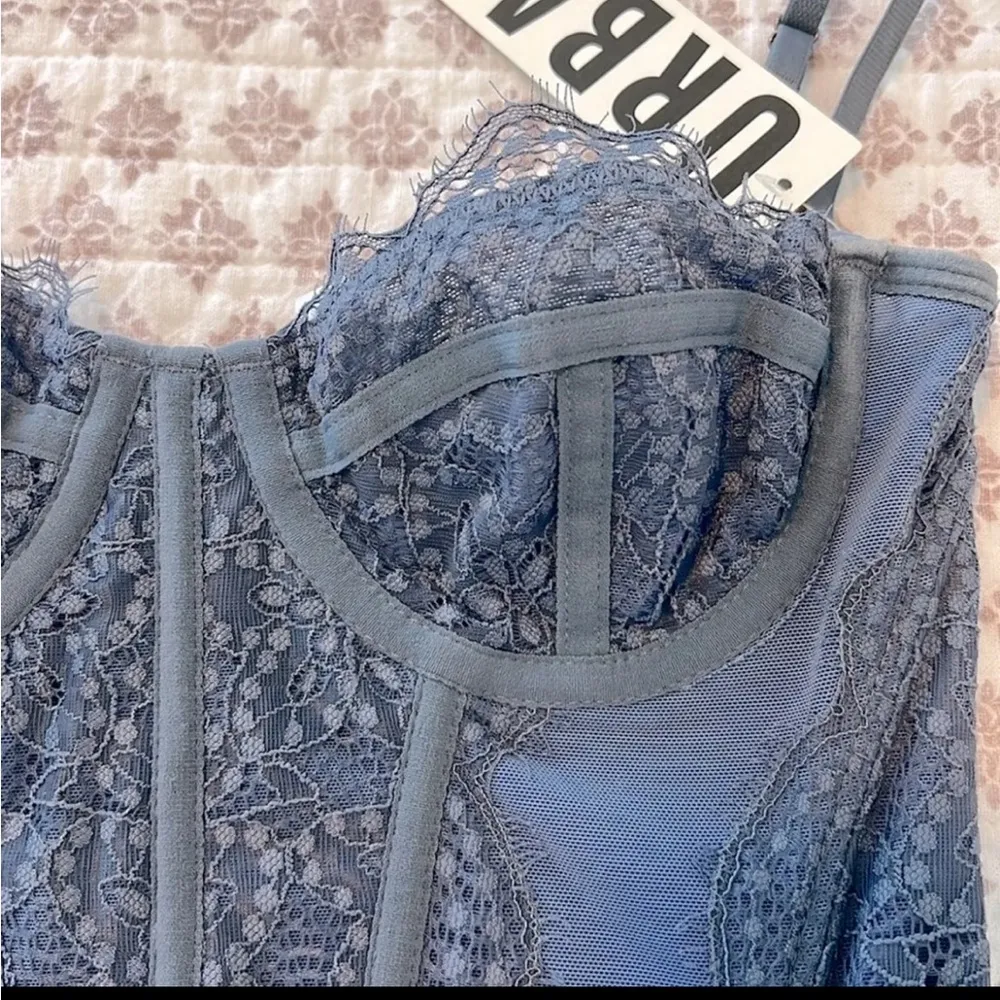 NWT Urban Outfitters Out from Under Modern Love Corset Lace Small Blue - Image 11