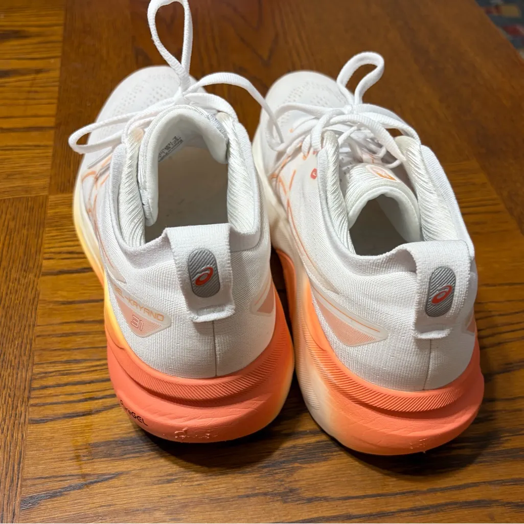 Women's Gel Kayano 31 ASICS White and Orange Athletic Shoe - Image 2