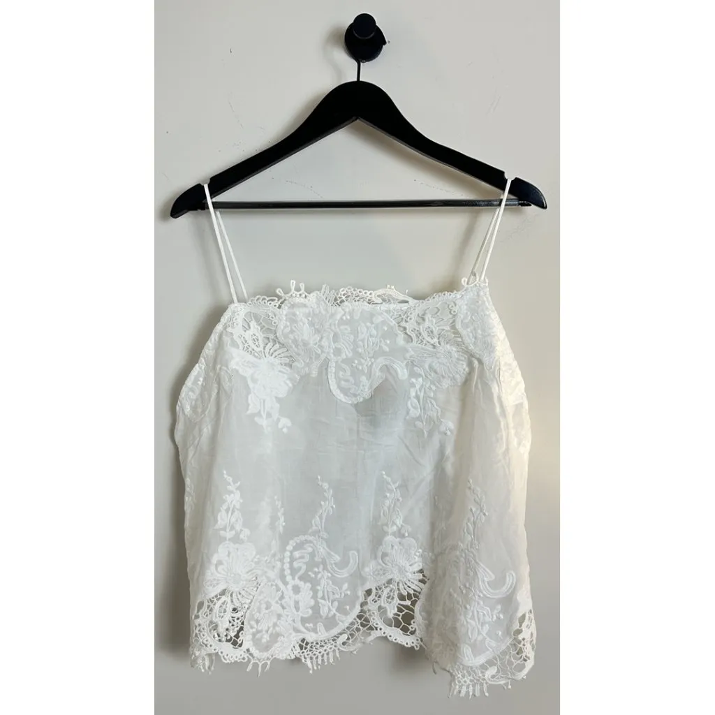 FARM Rio Lace Detail Cotton Camisole in Off-White Size X-Large - Image 3