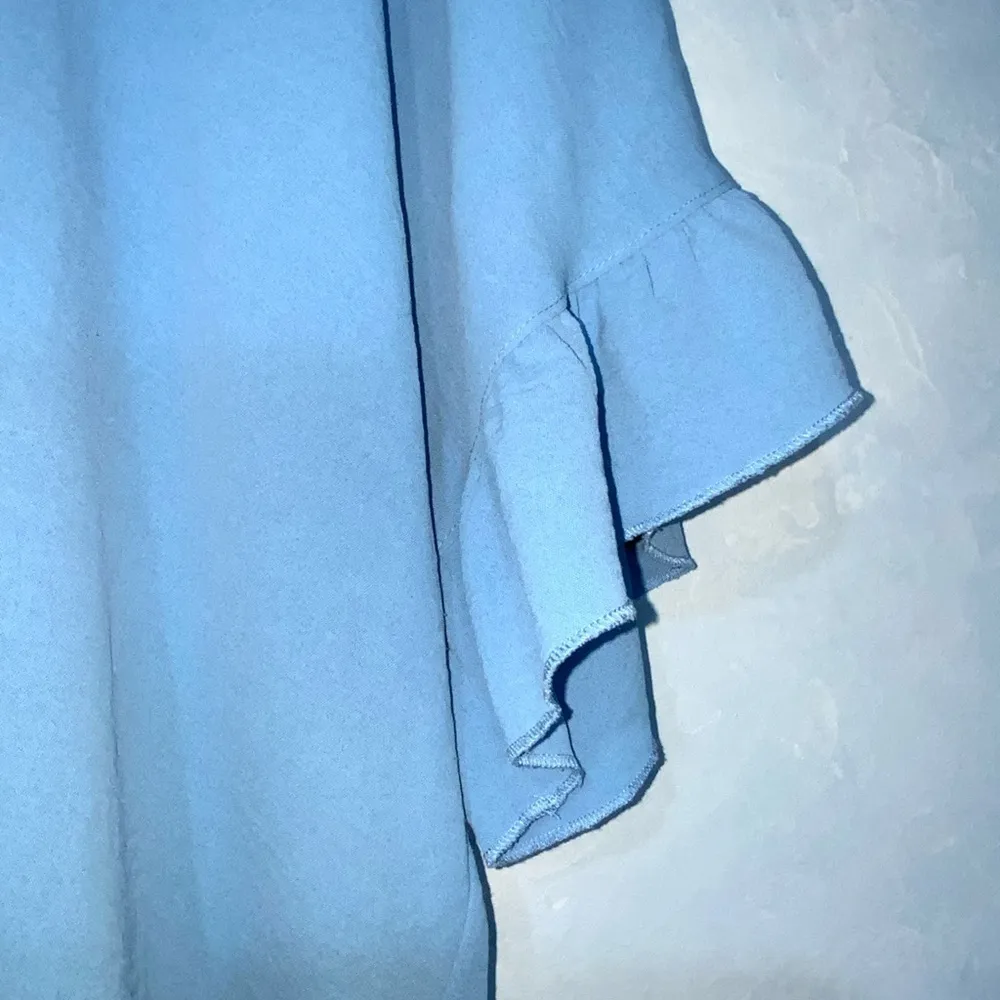 Counterparts Powder Blue Dolman Short Ruffle Sleeve Round Neck Top XL - Image 3