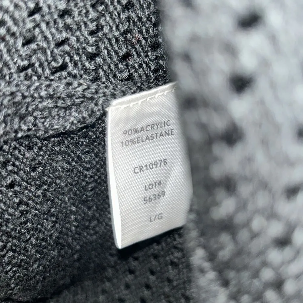 Elan Black Crotchet Hoodie Open Front Cardigan(Size Large) - Image 6