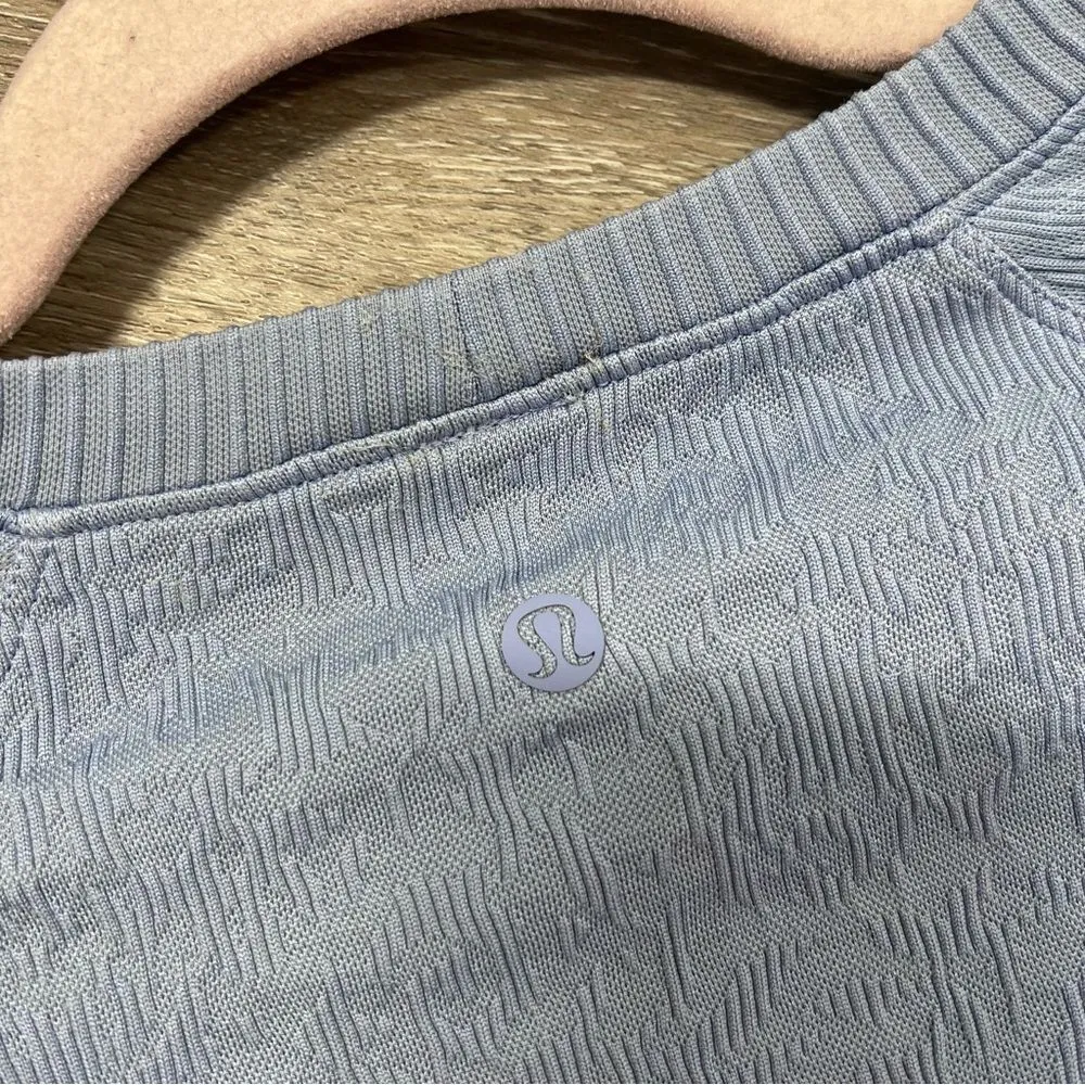 Lululemon Rest Less Pullover Hydrangea Blue textured‎ long sleeve - Image 8