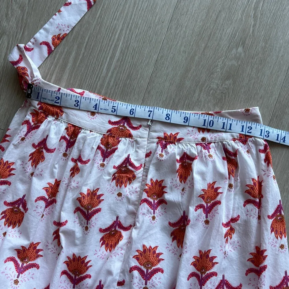 J Crew Factory Tiered Faux Wrap Midi Skirt Size 00 White Pink Orange Tiny Flaw - Image 6