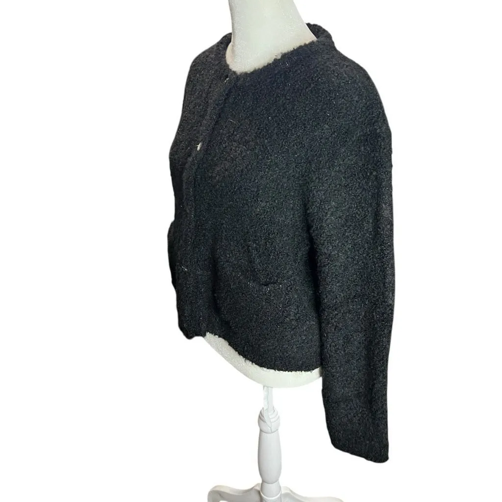 NWT Mijeong Park Black Bouclé Cardigan Jacket S Korean Designer Wool Blend - Image 5
