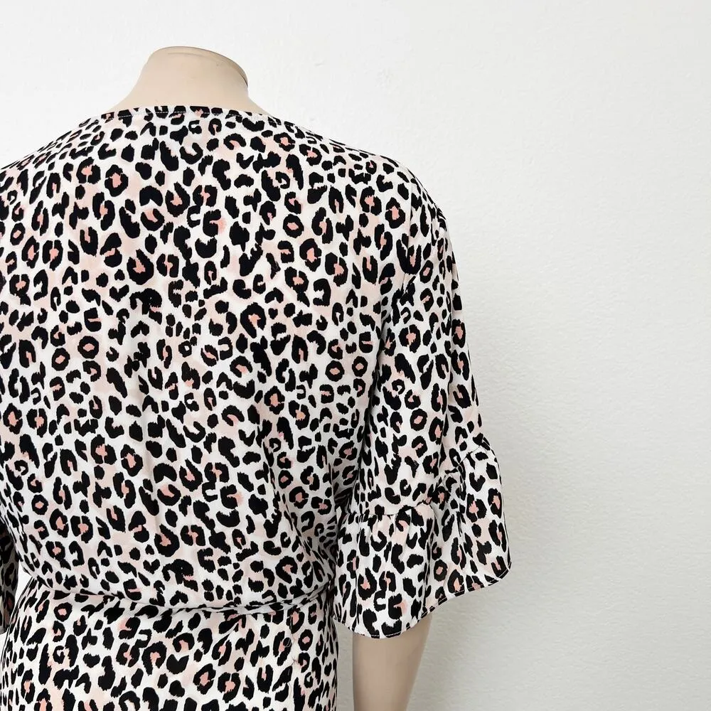 [City Chic] Prowess Swish Leopard Print Midi Dress Ruffle Hem V-Neck Sz Large 20 - Image 5