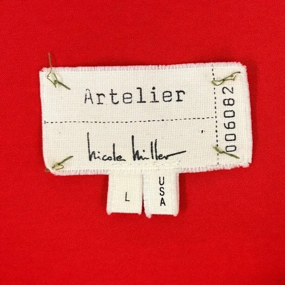 Nicole Miller Artelier Red Rayon Jersey Pleated Sheath Dress Size Large - Image 4