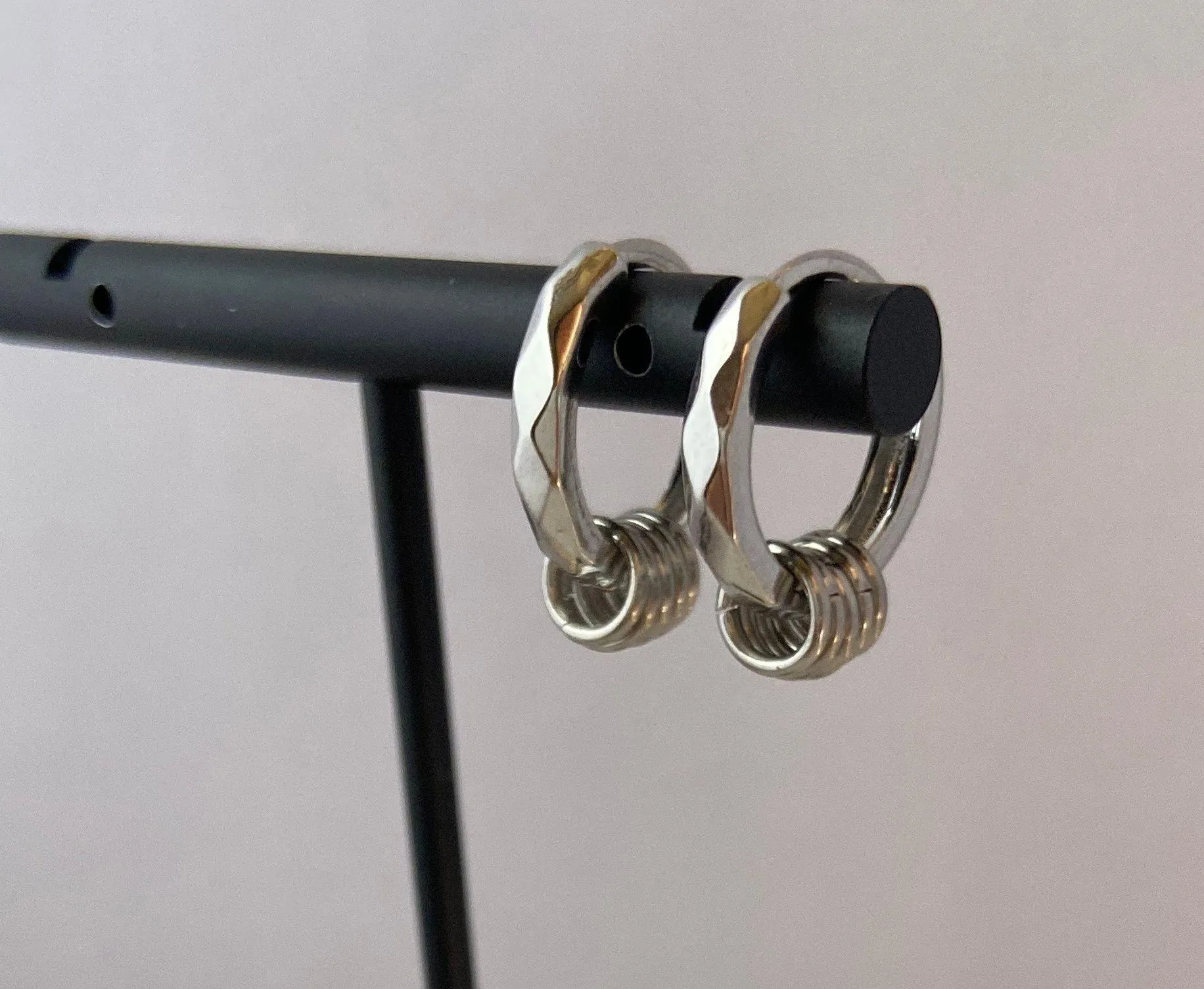 925 Silver Plated Small Hoop Earrings for Men Women,Silver Hoop Earrings,Punk Hip Hop Earrings - Image 6