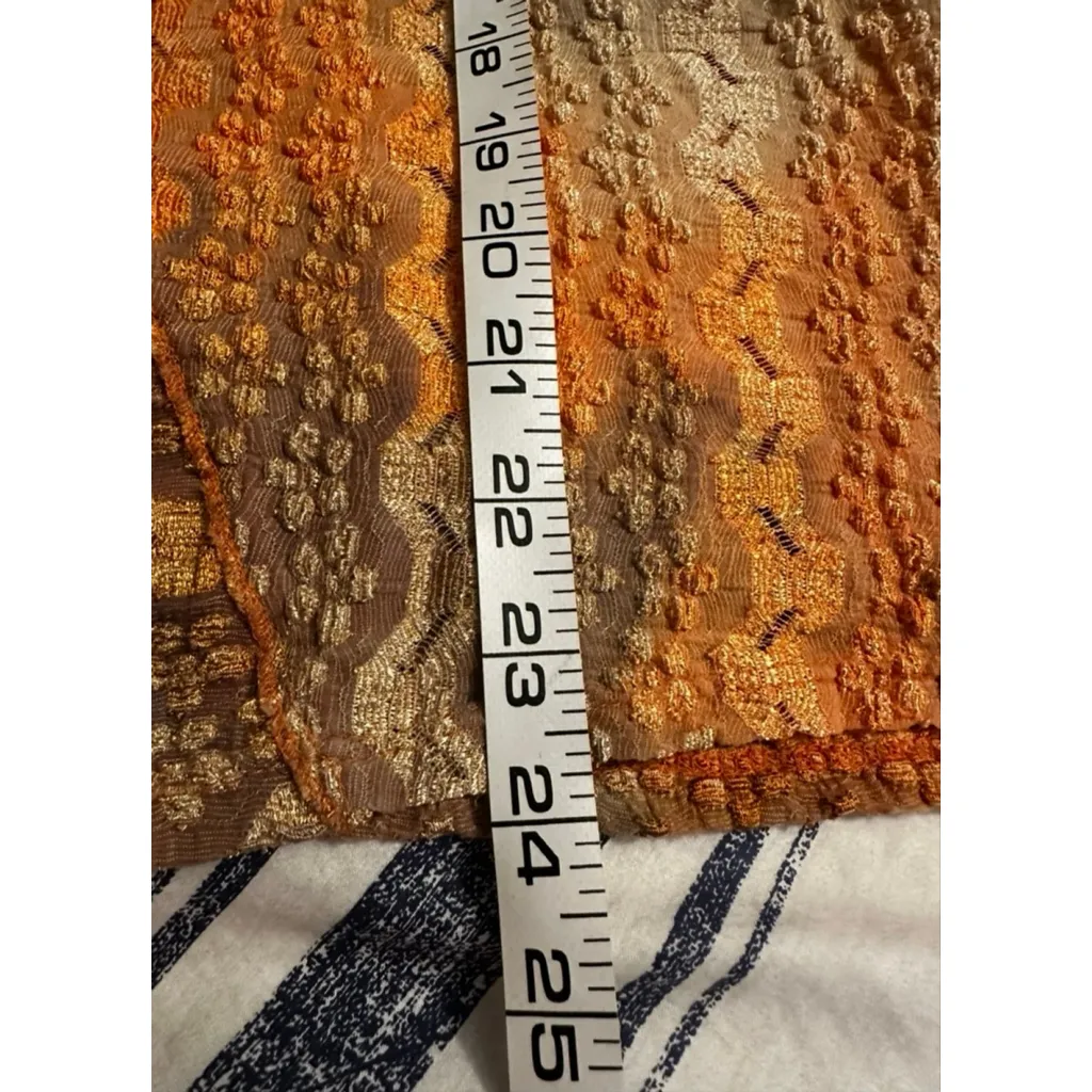 Women's Elementz Orange Brown Textured Short Sleeve Tee L - Image 5