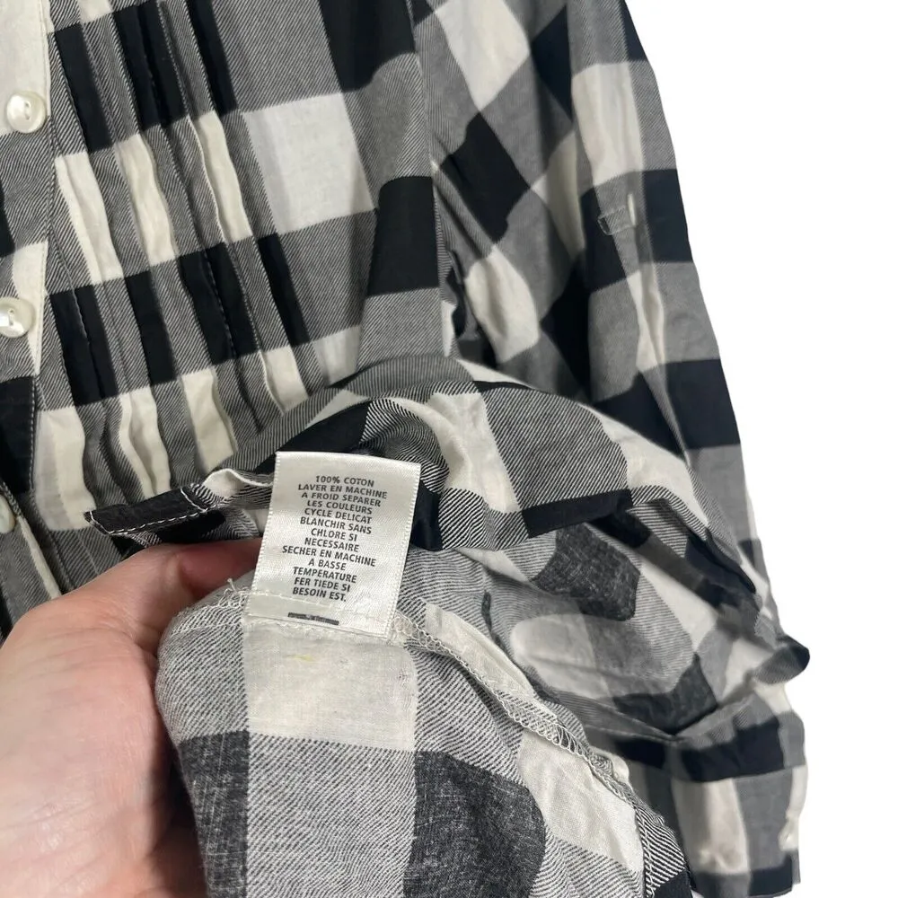 Kimchi Blue UO Black White Plaid Tunic Blouse Button Front Cottage Women Small - Image 7