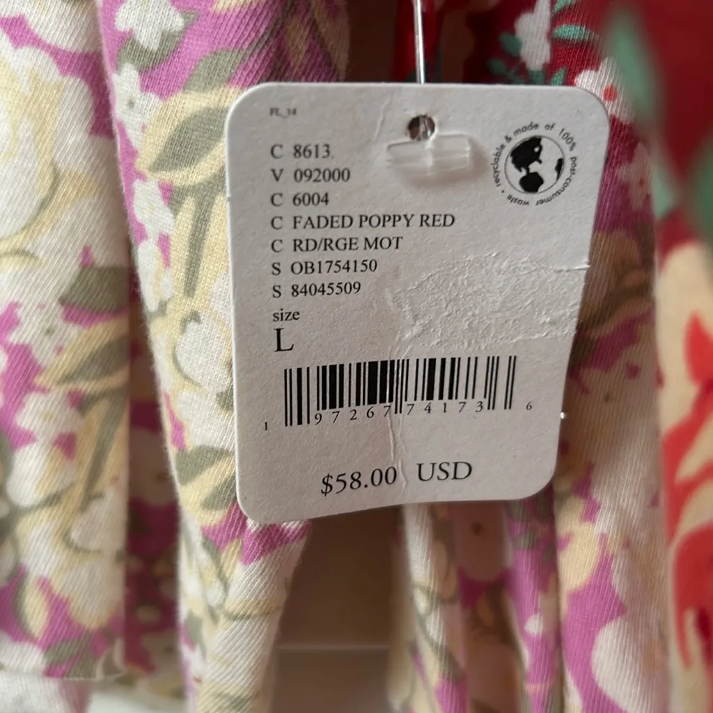 FP Movement Free People Inspire Printed Layer Faded Poppy Red Large NWT - Image 8