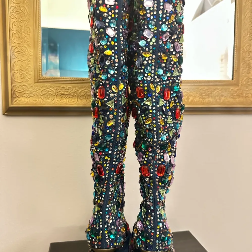 Ember Rhinestone Knee High Boot AZALEA WANG SZ 10 SOLD OUT ONLINE Blue - Image 6