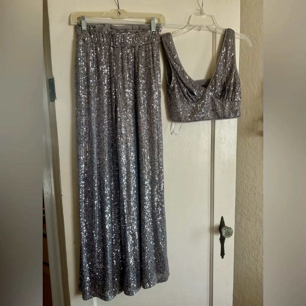 Windsor Silver Sequin Jumpsuit Size XS - Image 8