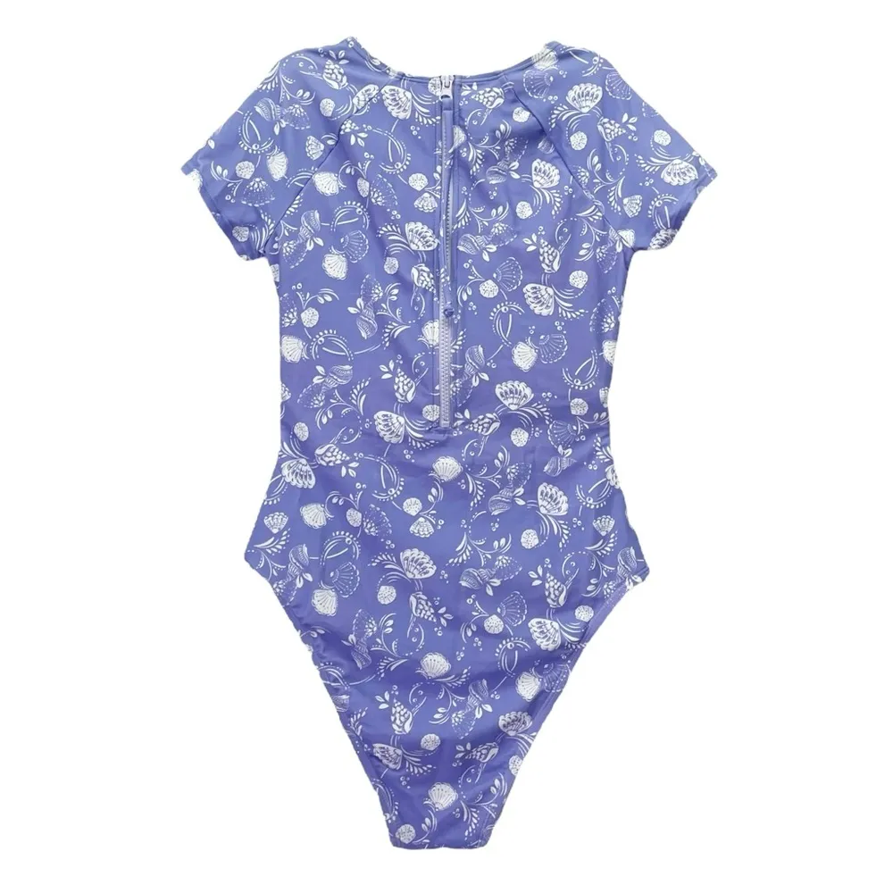 NWT Cupshe Purple Seashell Cutout Rashguard One Piece Swimsuit Size XS NEW - Image 4