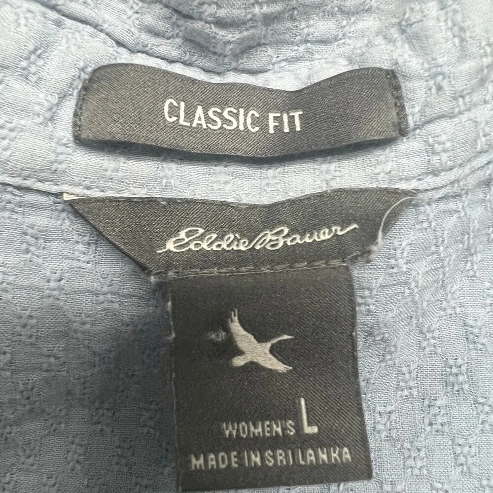 Eddie Bauer Classic Fit Women's Blue Shirt Size Large Button Front Breathable - Image 2