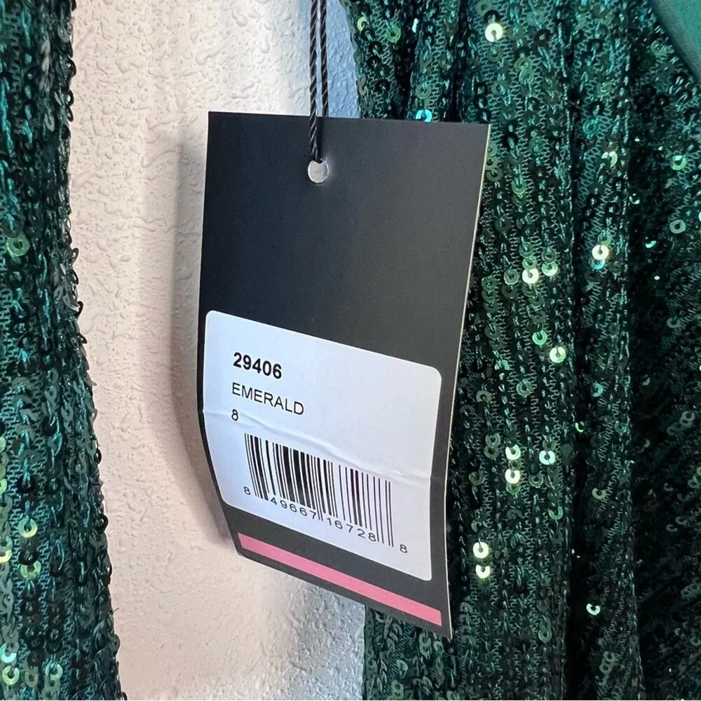 La Femme - 29406 Long Sleeve Cutout Open Back Sequin Cocktail Dress NWT size 8 - Image 4