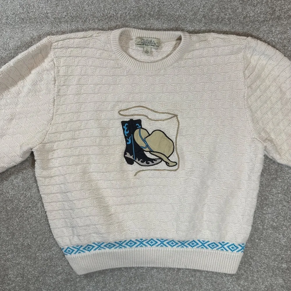 Vintage Cabela's 90s Cowboy Boot Western Knit Sweater - Women's Size L Rodeo - Image 6