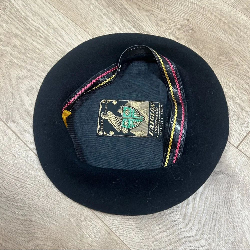 Vintage French beret hat black - Image 3