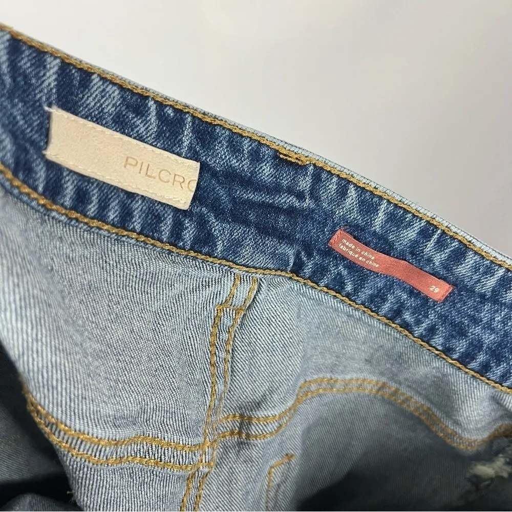 Anthropologie Pilcro Medium Wash Distressed High Rise Straight Leg Jeans 29 - Image 5